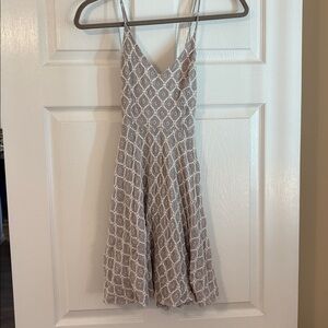 Gray & white open back sundress